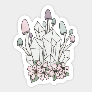 Pastel mushrooms and crystals Sticker